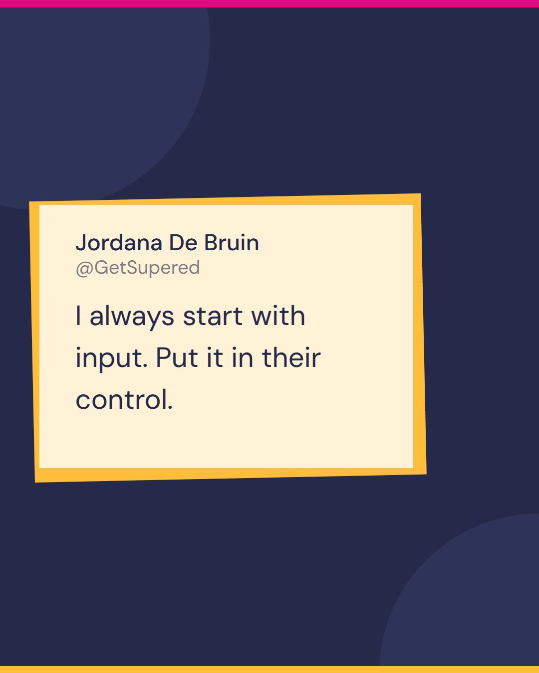 HubSpot commission tracking quote card from Becoming an Admin: Jordana De Bruin says I always start with input, put it in their control.