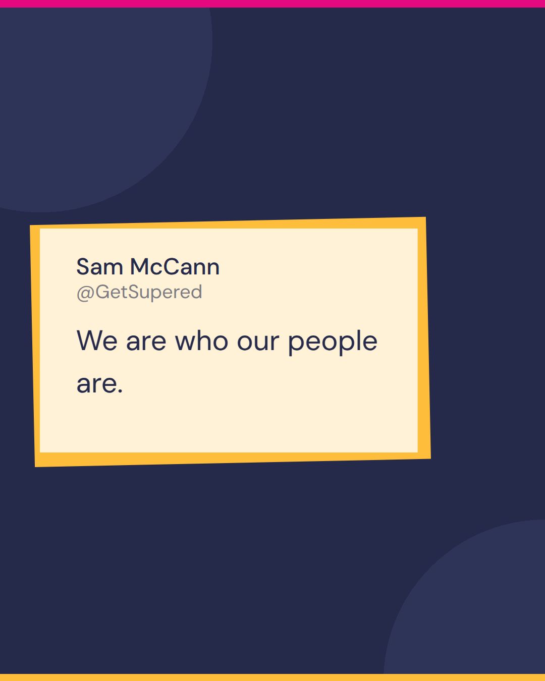 Moving upmarket quote card from Fast & Tierious: Sam McCann of All Demand says we are who our people are.